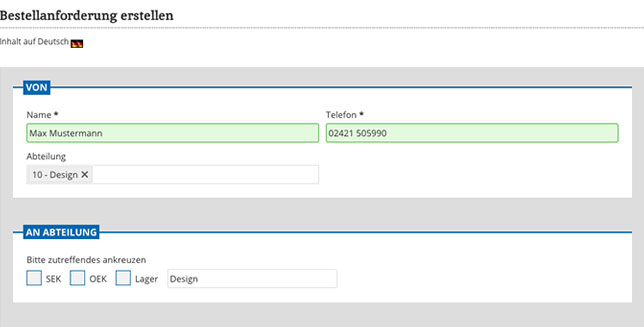 Extranet Formulare statischen Antrag erstellen