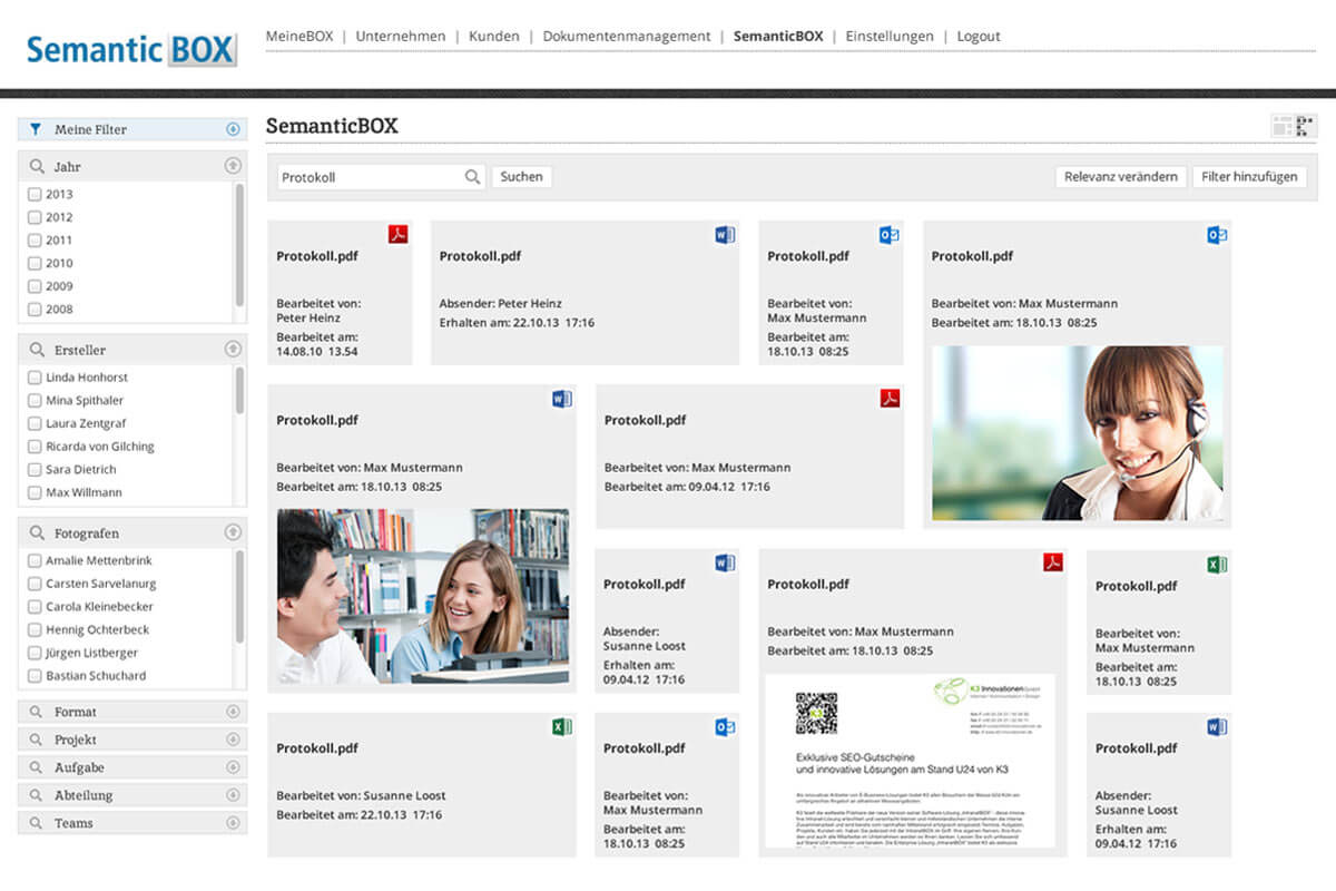 Erweiterungen für das Service Portal Service Portal Software SemanticBOX