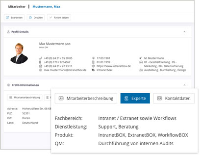 Service Portal Software Module Mitarbeiter